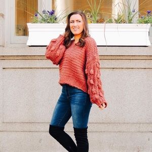 Pink Lily Coral Chunky Knit Sweater